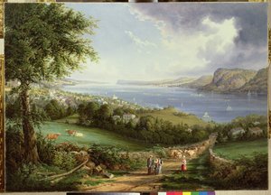 Udsigt over Hudson-floden fra nær Sing Sing, New York, ca. 1850