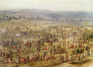 Militærlejr (olie på kobber) (detalje af 341904) af Robert van den Hoecke