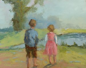 Children Send Upon The Wind, 2023 (olie på papir) af Roberta Murray