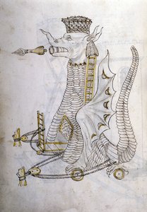 Krigskunst: undersøgelse af militærmaskiner. ""Arabica machina"", arabisk maskine til at belejre en by, illustration fra 