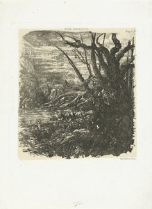 Bjerglandskab med sø Le lac dance les montagnes af Rodolphe Bresdin