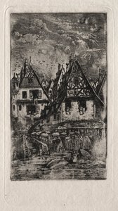 Markedsplads med parasoller, 1866. af Rodolphe Bresdin