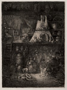 Bondeinteriør i Haute-Garonne, 1858. af Rodolphe Bresdin