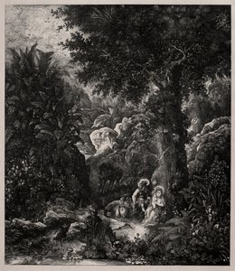Hvil på flugten til Egypten med et sadlet æsel, 1871.