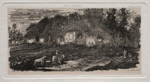 Gårdsgården, 1861. af Rodolphe Bresdin