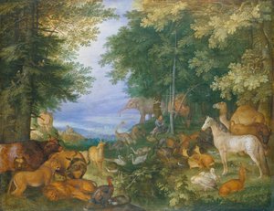 Orfeus charmerer dyrene med sin musik af Roelandt Jacobsz. Savery