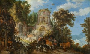 Landskab med flugten til Egypten, 1624.