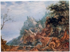 Sankt Jerome i et klippelandskab, c1596-1639