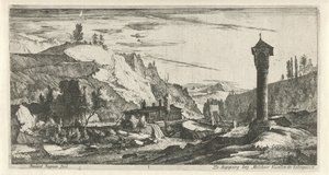 Bjerglandskab med søjle Tyrolske landskaber (serietitel) af Roelant Roghman