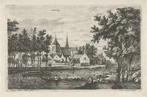 Udsigt over Wateringen Wateringe (titel på objekt) Landsbyscener i det nordlige Holland (serietitel) af Roelant Roghman