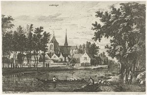 Udsigt over Wateringen Wateringe (titel på objekt) Landsbyscener i det nordlige Holland (serietitel) af Roelant Roghman