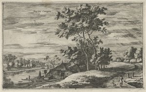 Udsigt over IJssel nær Kampen Buyten Campen (titel på objekt) Landskaber i det nordlige Holland (Roelant Roghman) (serietitel) af Roelant Roghman
