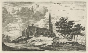 Kirke i Nederhorst den Berg Den Bergh (titel på objekt) Landsbyscener i det nordlige Holland (serietitel) af Roelant Roghman