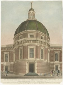 Genopbygget ny luthersk kirke i Amsterdam Den genopbyggede Lutersche Nieuwe Kerk i Amsterdam (titel på objekt)