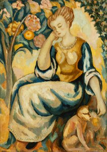 Dame med en abe, ca. 1917 af Roger Eliot Fry