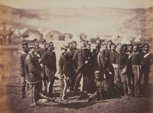 Oberst Doherty, officerer og mænd fra det 13. regiment af lette dragoner, fra et album med 52 fotografier forbundet med Krimkrigen, 1855