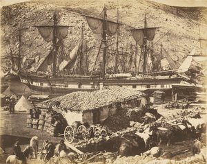 Balaklavas havn, kvægkajen af Roger Fenton