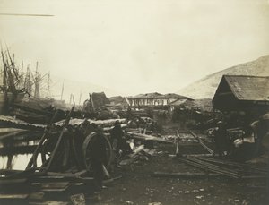 Landingssted, Jernbanebutikker, Balaklava, 1855. af Roger Fenton