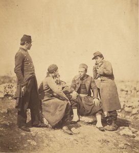 Zouaves og soldater ved fronten. af Roger Fenton