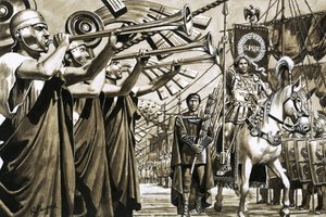 Caligula rider tørskoet over Napolibugten af Roger Payne