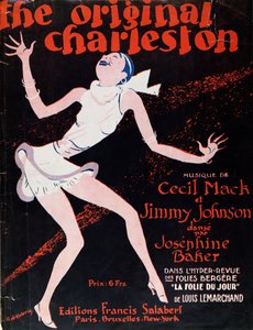 Josephine Baker (1906-75) danser Charleston, plakat, der reklamerer for et show på Folies Bergere af Roger de Valerio