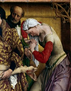 Afsætning eller nedstigning af korset. Detalje af Sainte Marie Madeleine. Rogier Altertavle (Roger) Van Der Weyden (1400-1464) 1435 Dim. 2,20 x 0,35 m Madrid, Musee du Prado - Aflejringen eller nedstigningen fra korset. Detalje af Sankt Maria Magdalena. Al af Rogier van der Weyden