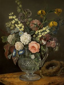 Studie af blomster (olie på panel)