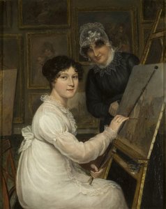 Kunstneren og hendes mor (olie på panel)