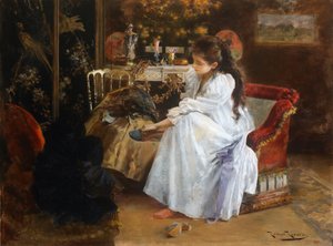 De soiree - Maleri af Roma Ribera (1876-1931) - ca 1894 - Olie på lærred - 59x79 - Museu Nacional d