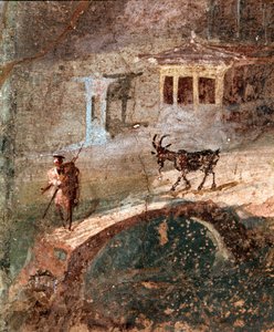 En mand med sin ged (fresco af Roman