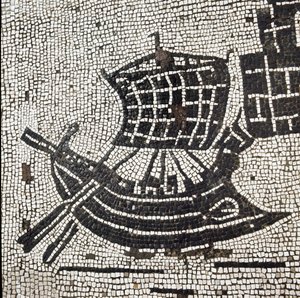 Et skib i havnen i Ostia (mosaik af Roman