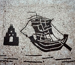 Et skib i havnen i Ostia (mosaik af Roman