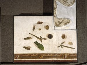 "Asarotos" (gulv ufejet) Fragmenter af mosaik signeret af Harakliton fra Rom, 2. århundrede e.Kr., Rom af Roman