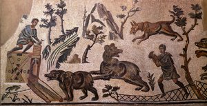 Bjørnejagt (mosaik, 4. århundrede f.Kr.) af Roman