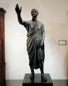 Bronzestatue af Aule Metele, taleren (Arringatore), fra Pila, Perugia, Italien, ca. 80 f.Kr. af Roman