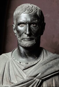 Buste af Brutus (Bruto Capitolino) (Capitolin) - Bronzeskulptur, 300 f.Kr., Dim. 79 cm - Rom, Musei Capitolini, Palazzo dei Conservatori, Sala dei Trionfi - Buste af Lucius Junius Brutus, kendt som Capitoline Brutus - Bronzeskulptur