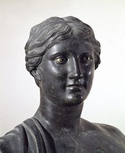 Buste af Sappho, bronzestatue, fra Villa of Papyri, Herculaneum, Campania, Italien, romersk civilisation af Roman