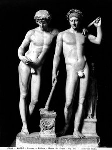 Castor og Pollux eller Orestes og Pylades, gruppe fra San Ildefonso (marmor) (s/h foto) af Roman