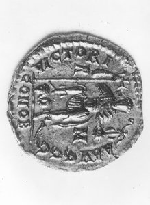Mønt af kejser Valentinian III (419-455), der fejrer sin sejr over Attila Hunnerne (395-453) ca. 452 (metal) (bagside)