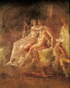 Fresko af Ares og Afrodite, Citharisthuset, Pompei, Italien (mosaik) af Roman