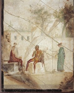Fresco forestillende Pan og nymfer fra Pompeji, Italien af Roman