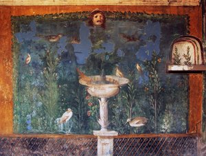 Fresko med springvand, maske og fugle, Venus
