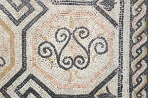 Geometrisk mønster fra Via san Rocchino domus, 2. århundrede e.Kr (mosaik) af Roman