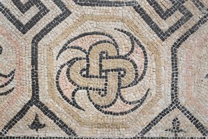 Geometrisk mønster fra Via san Rocchino domus, 2. århundrede e.Kr (mosaik) af Roman
