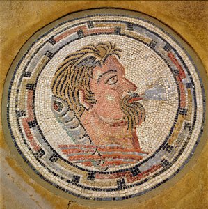 Mandehoved, romersk mosaik fra Orfeus