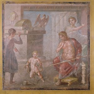 Hercules kvalte slangerne som barn, Casa dei Vettii, ca. 50-79 e.Kr af Roman