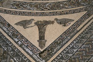 House of Orpheus, Orpheus omgivet af vilde dyr, detaljer (mosaik) af Roman