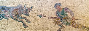 Jagtscene, House of Dionysos, Paphos, Cypern (mosaik) af Roman