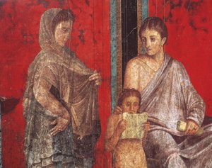 Indvielsesritualer i Dionysoskultetet, fresko fra Villa Dei Mysteri af Roman