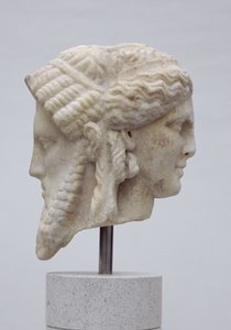 Janiform hoved, sandsynligvis af Dionysos og Apollo, ca. 30-50 e.Kr. (marmor) af Roman